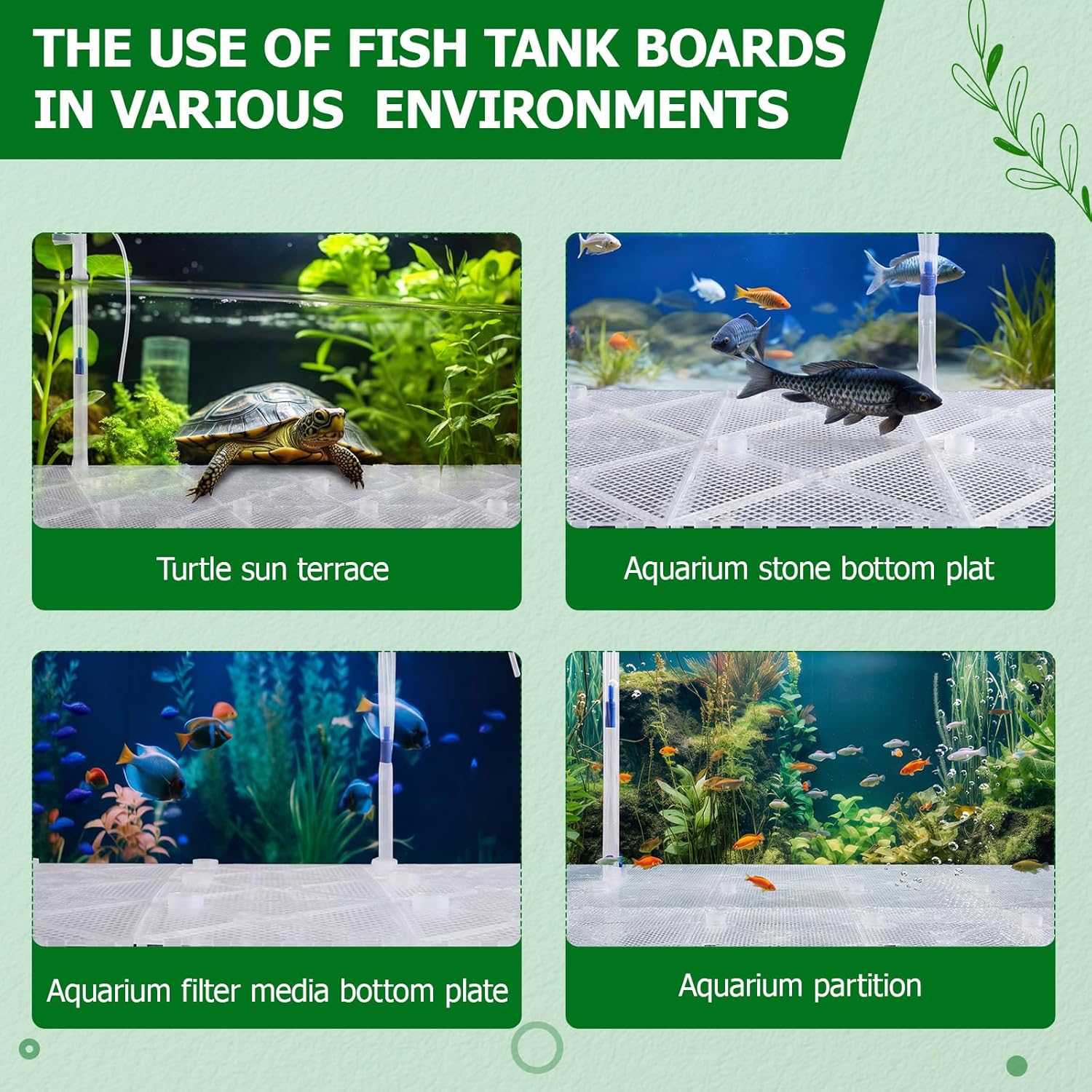 Sieral Under Gravel Aquarium Filter for 40-55 Gallon Tanks, 16 Pcs 5.7'' x 5.7'' Clear Plates, Under Gravel System with 4 Uplift Tube and 1 Filter Cotton, for Fish Tank Fresh and Saltwater