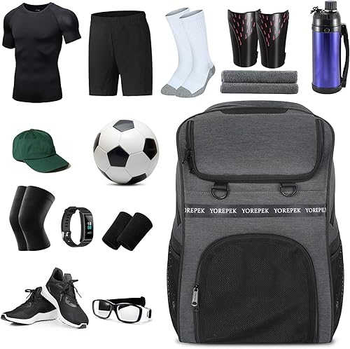 Vista 19 de YOREPEK Basketball Bag, Large Basketball Backpack with Shoe Compartment and Ball Holder Sports Backpack for daughter son, Water Resistant for