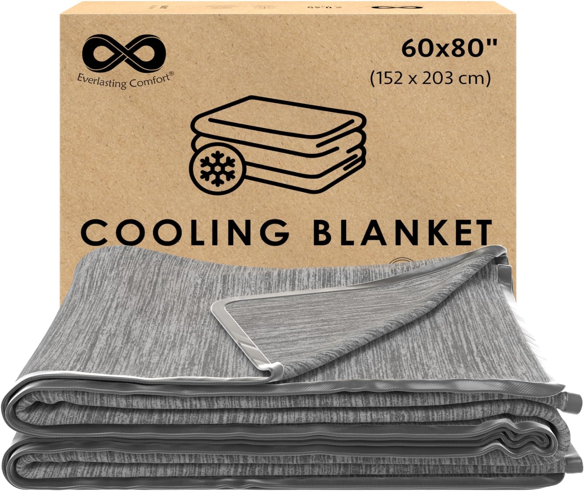 Everlasting Comfort Cooling Blanket - Dual-Sided Lightweight Summer Throw with Refreshing Fabric for Breathable Sleep - Soft and Comfortable Fibers (60x80)