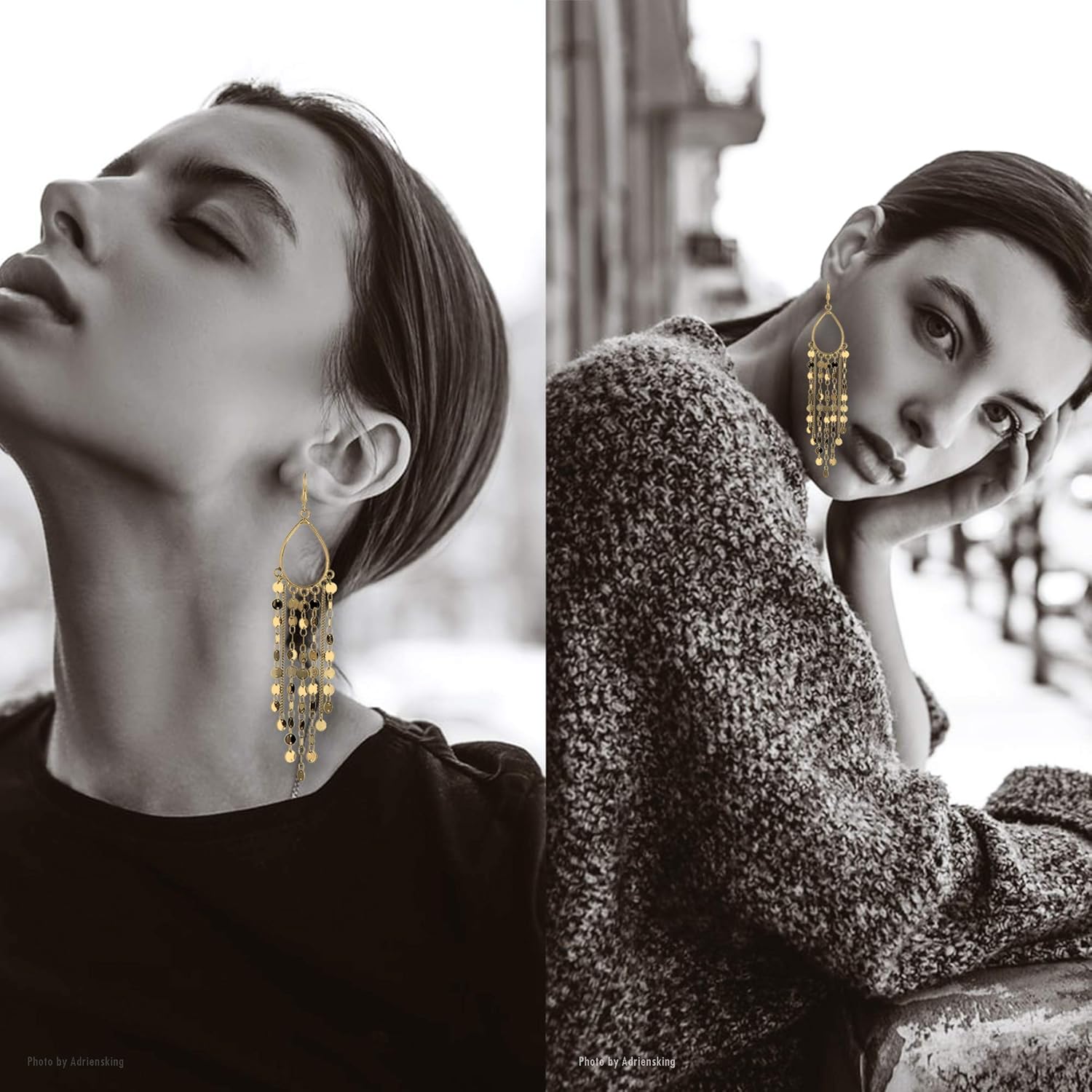 Bohemian Boho Tassel Dangle Drop Earrings for Women – Lightweight Filigree Gypsy Coin Chandelier Disc Charm Hoops – included Gift Box - Image 3