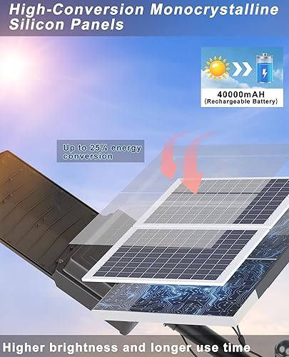 Miniatura 5 de JAYNLT Y-9000W - Farolas solares para exteriores, 6500 K, 700000 lúmenes, luces de estacionamiento de alta potencia, comercial, del atardecer al