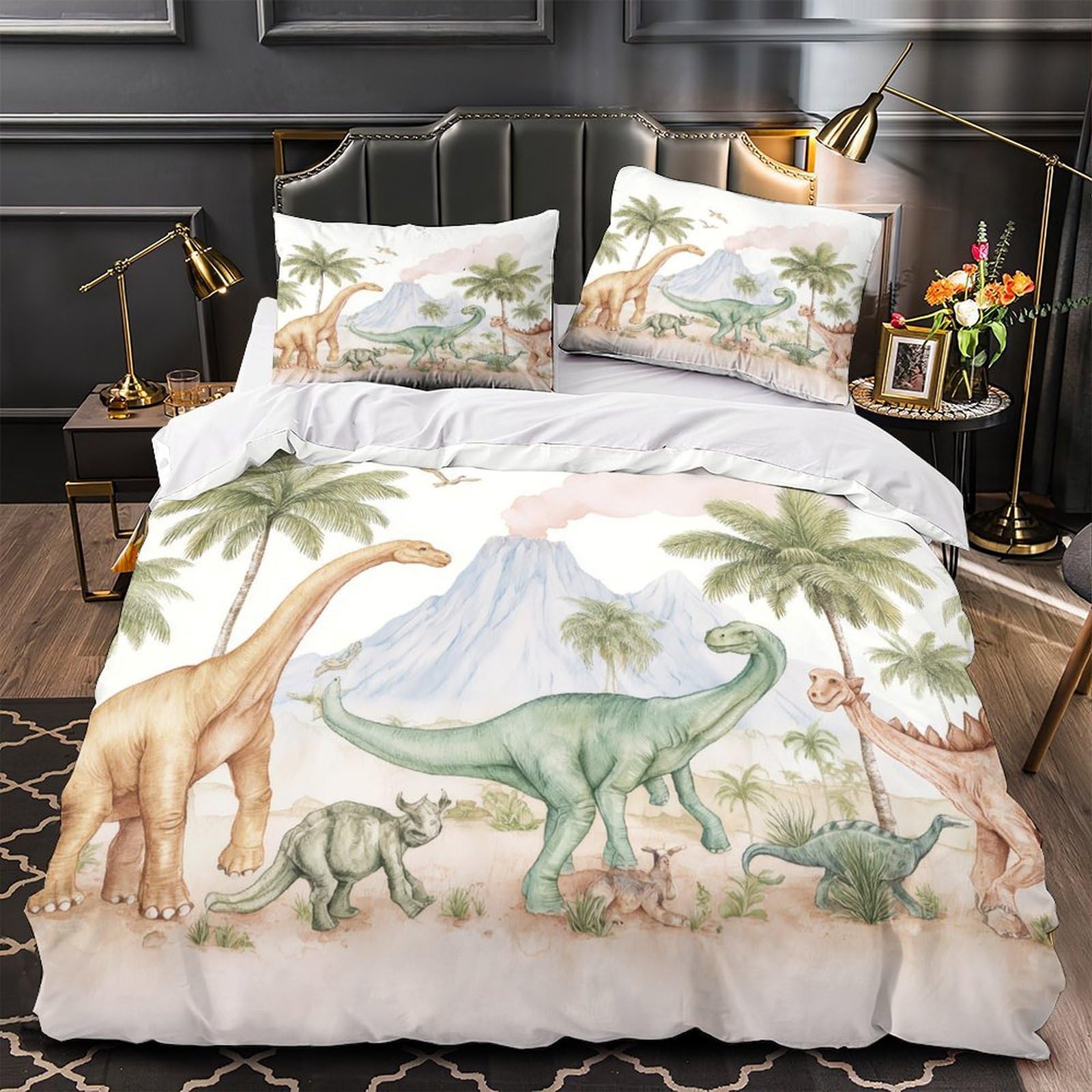 Housse de couette dinosaure 3D en microfibre légère style vintage