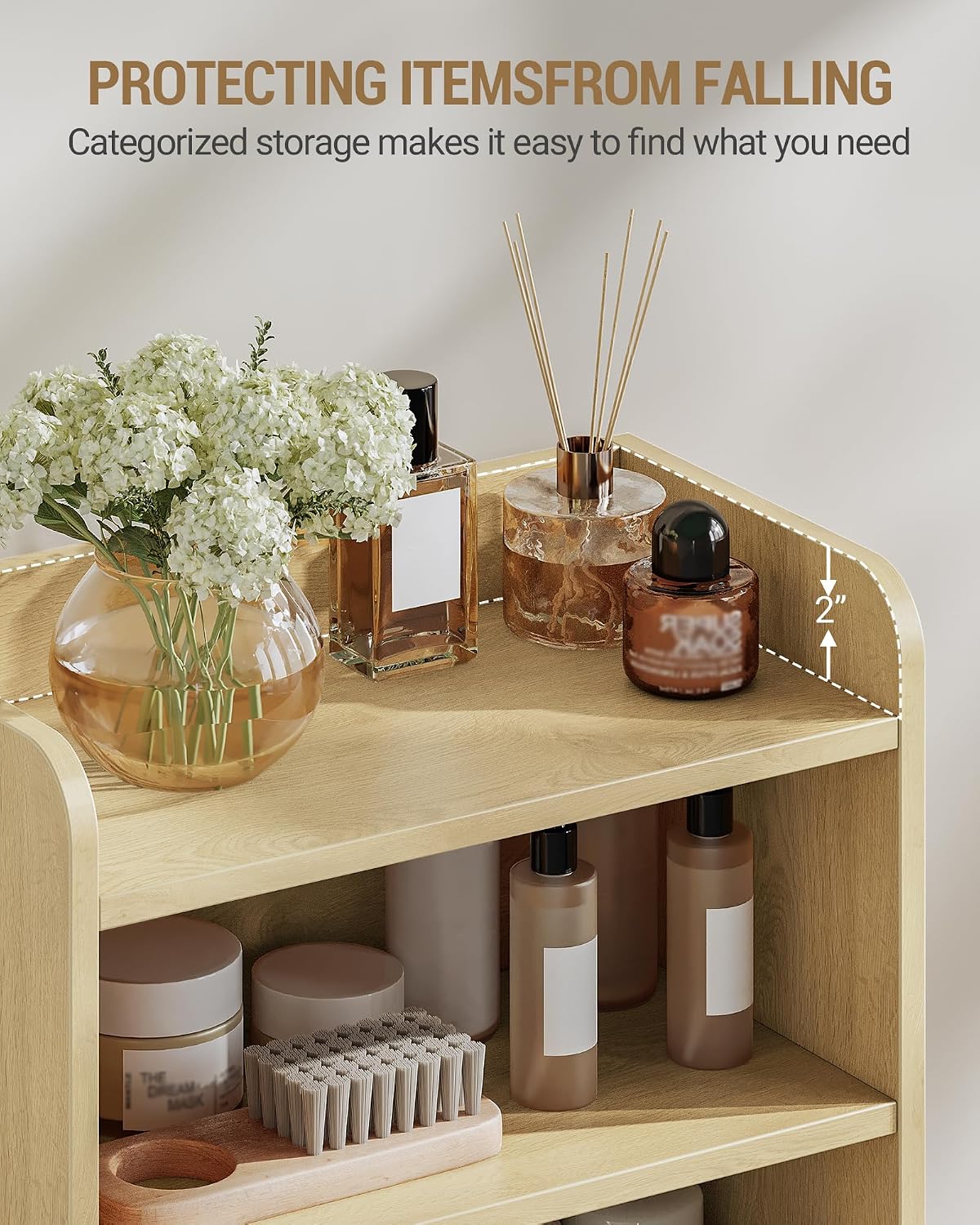 Hzuaneri Bathroom Storage Cabinet, Small Floor Cabinet with 2 Door and Shelves, Toilet Paper Cabinets, Bathroom Organizer with Adjustable Shelf, for Small Spaces Rattan Black 7.1" Dx14.6 Wx32.7 H