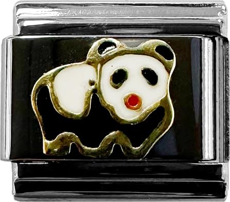 Fablinks Italian Bracelet Charms, 9mm Stainless Steel Charm Link for Women, Modular Jewelry Links for Men Panda