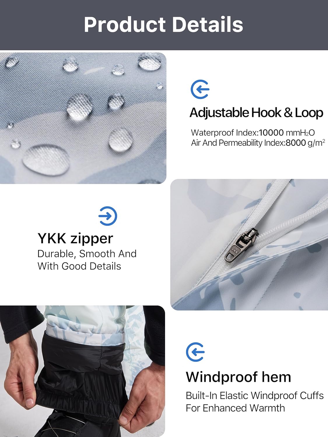 FREE SOLDIER Mens Snow Pants Waterproof Insulated Winter Skiing Snowboarding Pants with Zipper Pockets