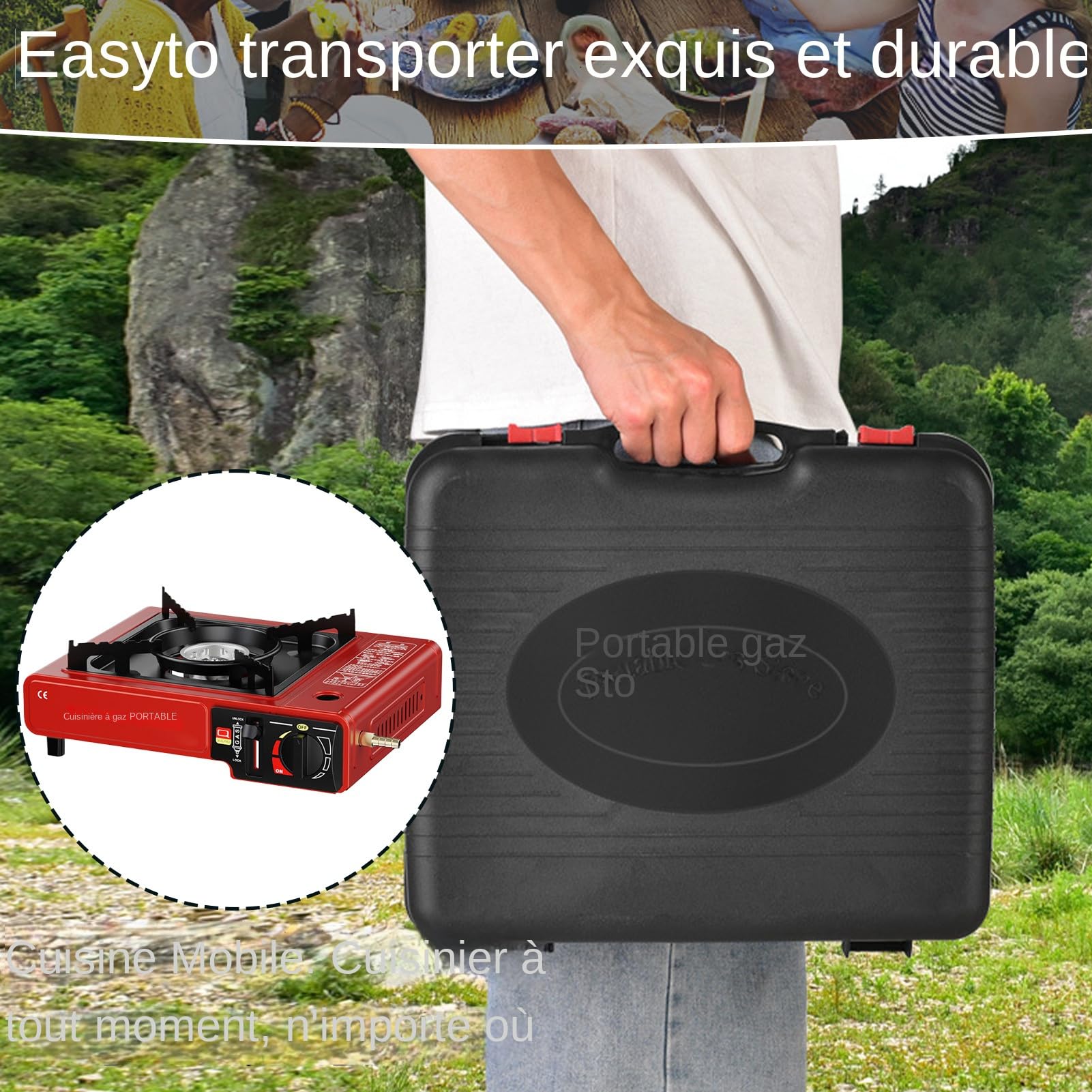 Fornello da Campeggio Fornello a Cassetta | Bruciatore Esterno 2 In 1 Per Grill All'Aperto Trekking Picnic E Avventure