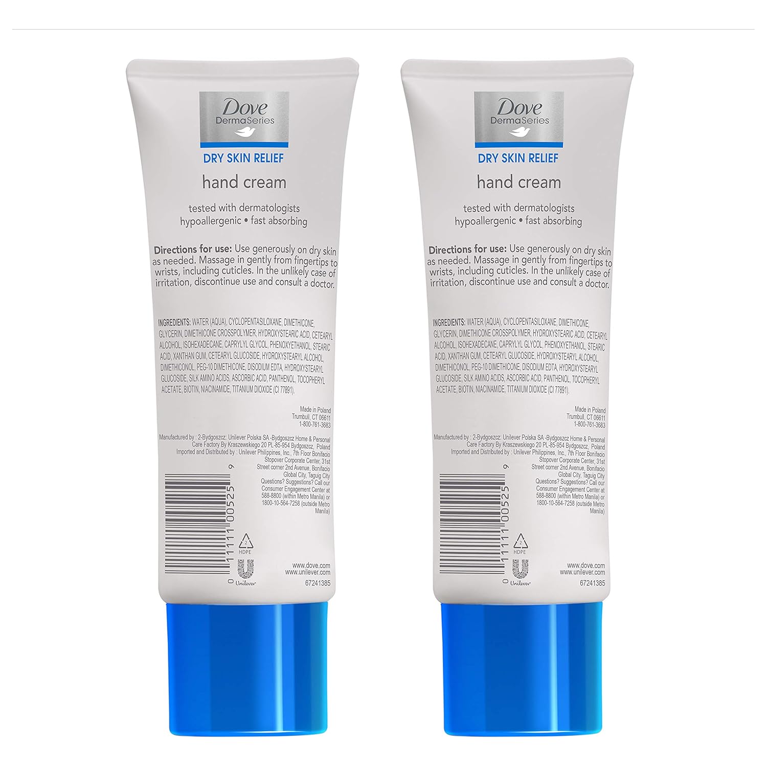 Dove Dermaseries Fragrance-Free Hand Cream for Dry Skin, 2.5 Ounce (Pack of 2) : Beauty & Personal Care