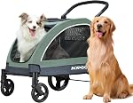 Large Dog Stroller - Dual Entry Safety Folding Pet Stroller with Adjustable Handle, All-Terrain 4-Wheel, 160 lbs Weight Capacity for Travel & Outdoor Adventures - Gray