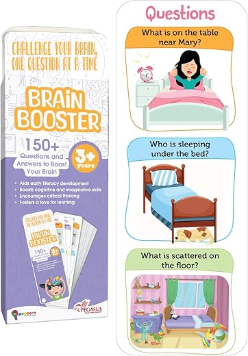 popcorn Games & Puzzles Brain Booster Who, What, Where?|150+ Visual Question| Early Learning Cards for Cognitive Skills |I...