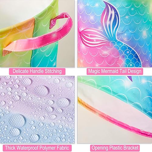 Miniatura 10 de Beinou Cesta de lavandería para niños, 43.4 L, impermeable, plegable, de lona, con asas, para dormitorio de niños, ropa de guardería