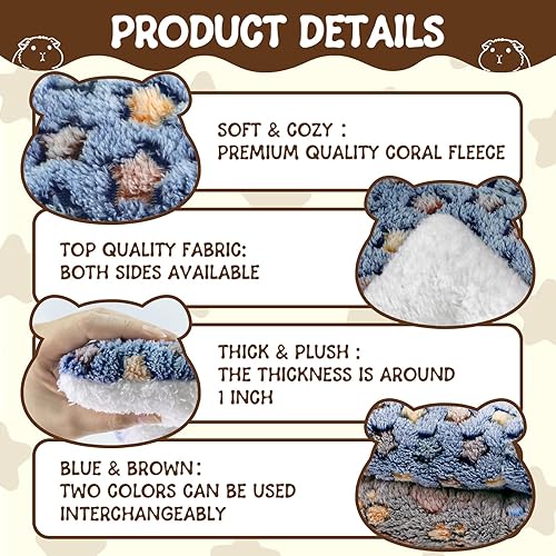 Miniatura 10 de Juego de 2 camas de conejillo de indias, lavable, tapete cálido para cama de animales pequeños, almohada para mascotas para chinchilla, erizo y