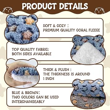 2 Pcs Guinea Pig Bed, Washable Rabbit Bunny Bed Mat Warm Small Animal Bed Pad Guinea Pig Pillow Pet Bed Mat for Chinchilla Hedgehog Ferret