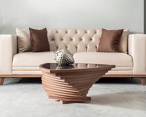 Miniatura 2 de by Papella Design, Mesas de centro de nogal natural Veener para sala de estar, mesa rústica, mesa de centro para sala, mesa central, mesa de