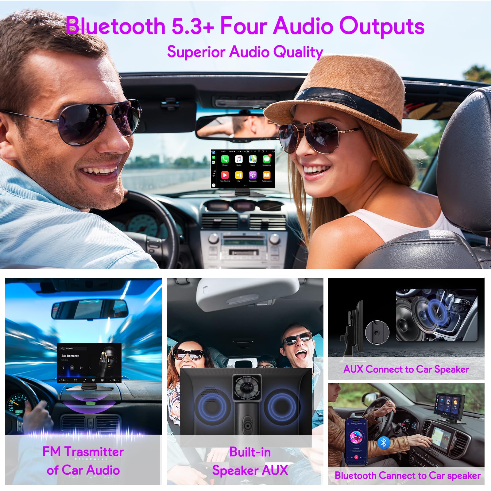 NUOTIAN Carplay Android Auto Wireless, 9" schermo per auto, Telecamera di Retromarcia 1080P, GPS, Ricevitori Audio per Auto, Mirror Link, Controllo Vocale, FM/Bluetooth 5.3, Con Scheda 64GB,4K