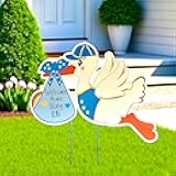 Welcome Home Baby, Its a Boy Stork Sign, Personalized Newborn Yard Decoration, Outdoor Birth Arrival Announcement, Custom Name Lawn Card, Shower Party Wreath Decor, Gift, Blue