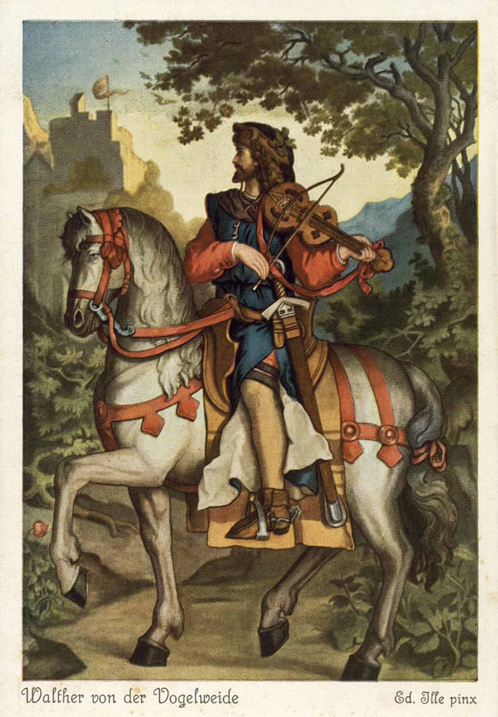 ARTXLXXBN Famous Prints Artwork Pictures Poster Painting Art Walther Von Der Vogelweide by Eduard Ille Artwork Landscape Pictures for Home Decor 60x90cm