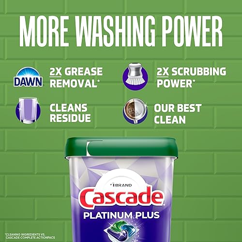 Miniatura 4 de Cascade Platinum Plus Action Pacs - Detergente para lavavajillas, aroma fresco, paquete de 51