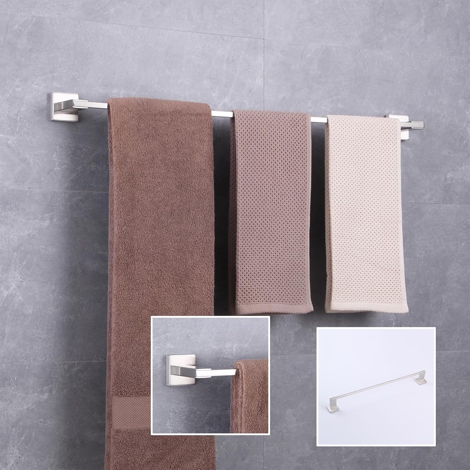 GERZWY 30 Inch Towel Bar Bathroom Wall Mounted Towel Rail, Stainless Steel Hand Towel Holder Brushed Finish JG1901A75-LS