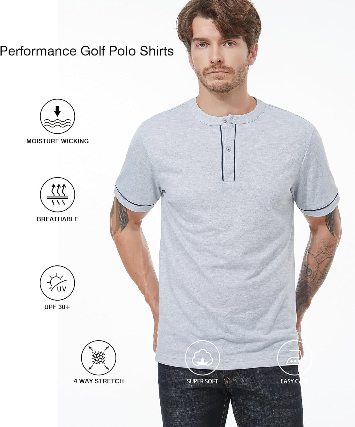 Men's Henley Shirts Short Sleeve Waffle Casual Basic Tees Classic Henley Summer Solid T Shirts with Pocket
