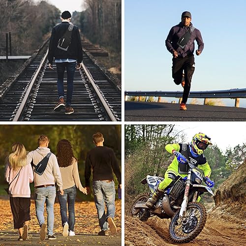 Miniatura 6 de Mochila con puerto de carga USB, bolsa de pecho cruzada para mujeres y hombres, Negro, Mochilas con honda