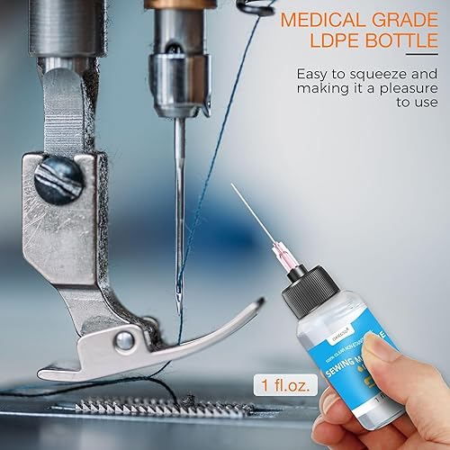 Miniatura 4 de Aceite para máquina de coser de 1 onza líquida con punta de aguja extra larga de 1.5 pulgadas y cepillo de doble cabeza, aceite de máquina de luz