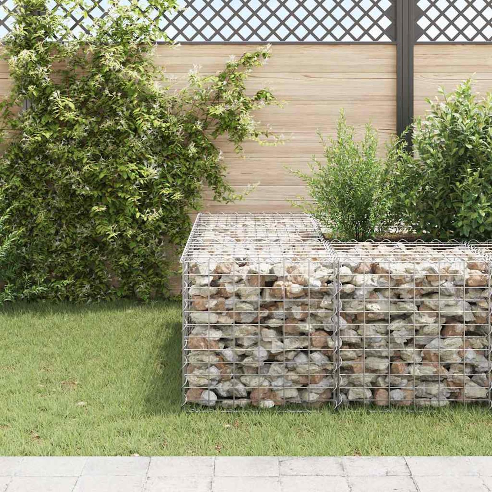 Tidyard Gabbione Letto Rialzato Cubo in Filo di Acciaio Argento 60x60x60 cm per Fiori Giardino 145651