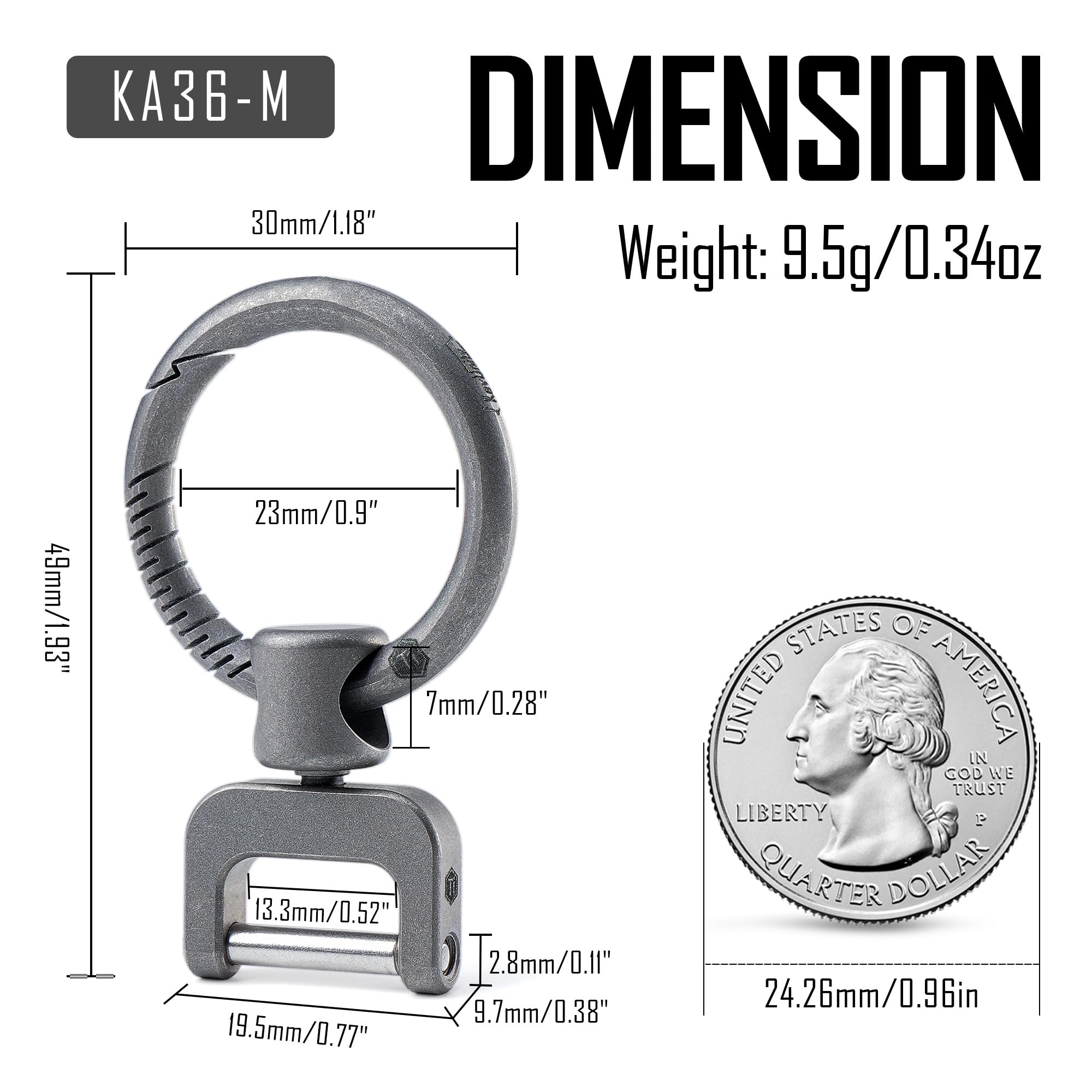 KeyUnity Titanium Side Pushing Key Ring, Quick Release Minimalist Split Keychain Ring für Karabiner, Autoschlüssel & Home Keys