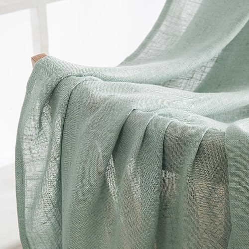 Miniatura 5 de MIULEE Cortinas de lino aguamarina de 72 pulgadas de largo para dormitorio, sala de estar, cortinas de ventana con textura de lino suave y grueso,