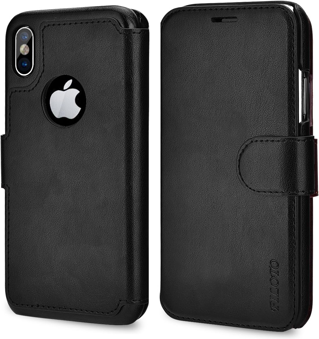 Filoto iPhone X Wallet Case, iPhone X Case, Premium PU Leather Wallet Case with Card Holder/Magnetic Closure Flip Cover for Apple iPhone X iPhone 10 (Black)