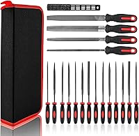 Vista 1 de NORTOOLS Juego de 19 limas de metal T12 para acero, planas/redondas/triángulos/semicirculares con lima de agujas y cepillo de acero para metales