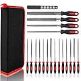 NORTOOLS 19 PCS Metal File Set, T12 Metal Files for Steel,Flat/Round/Triangle/Half-Round Hand Set with Needle File & Steel Brush for Metals, Metalworking & Woodworking