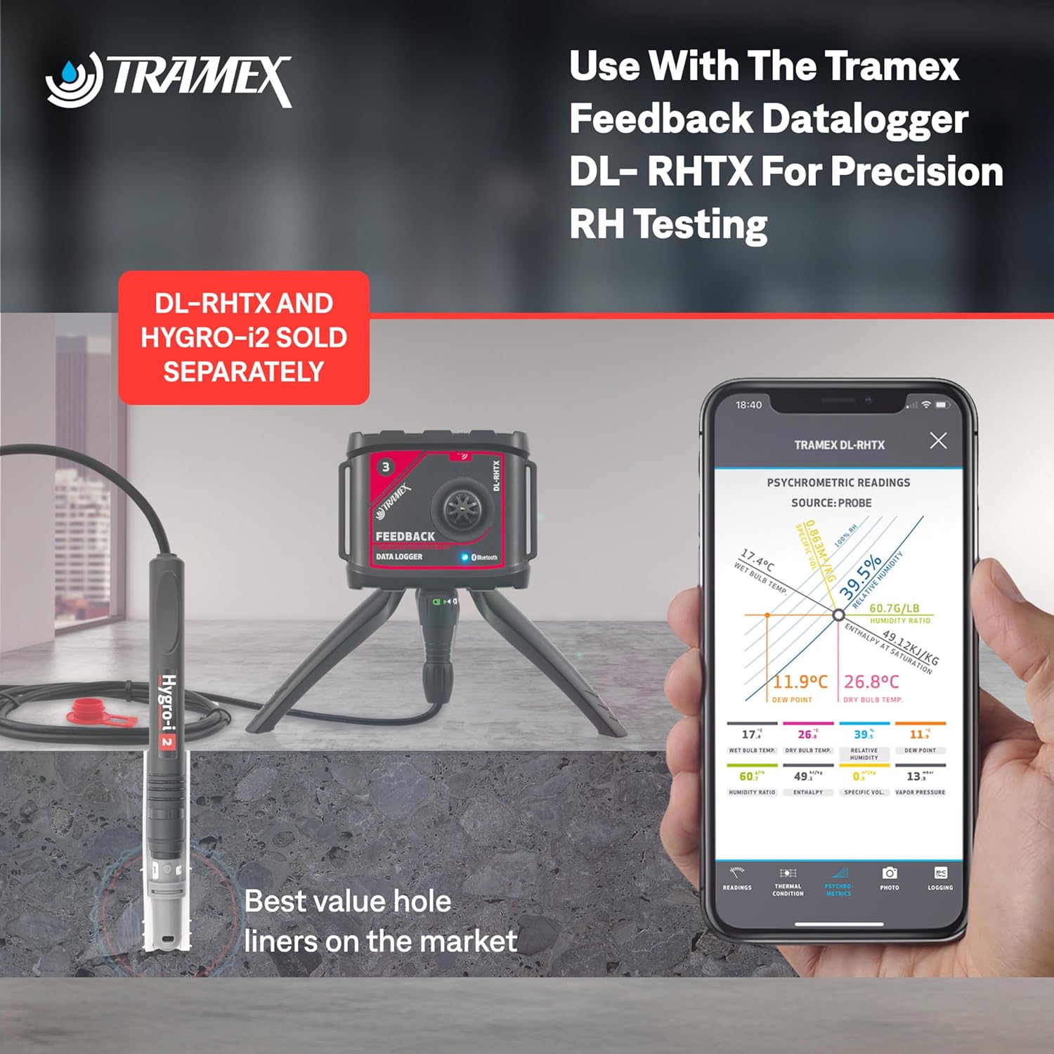 Tramex Hygro-i2 Hole Liners & Caps RHHL100 (Pack of 100) | Use with Tramex Relative Humidity Probes for in-Situ Concrete & RH Testing of Flooring & Slabs | Use with Our Moisture Test System