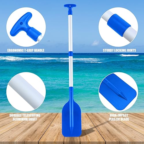 Miniatura 6 de Tradder 2 remos telescópicos plegables para kayak, remo de 21.3 a 41.7 pulgadas, remo de plástico de aluminio, remo de longitud ajustable para