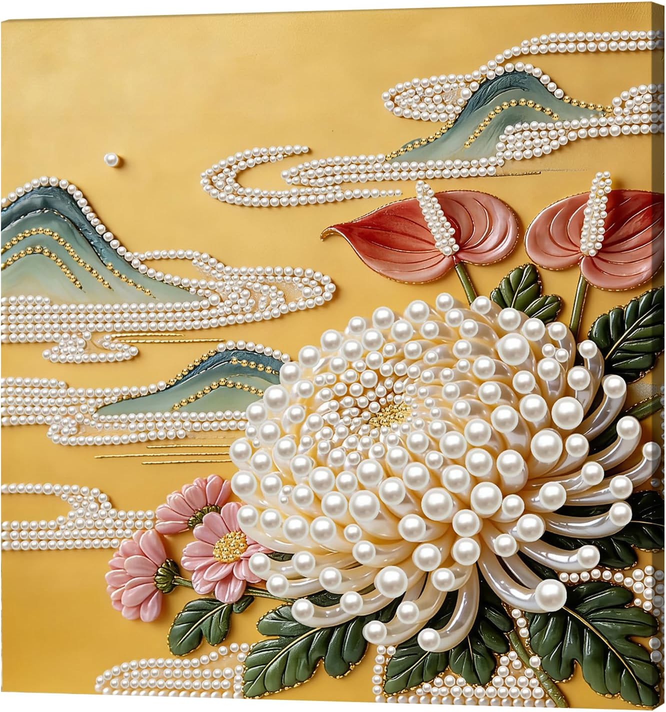 KEDEMAS Diamond Art Pearl Painting Kits with Frame,3D Diamond Pearl Painting Craft for Adults Beginners, 11.8x11.8in Ready to Hang Pearl Gem Home Wall Decor & Gift