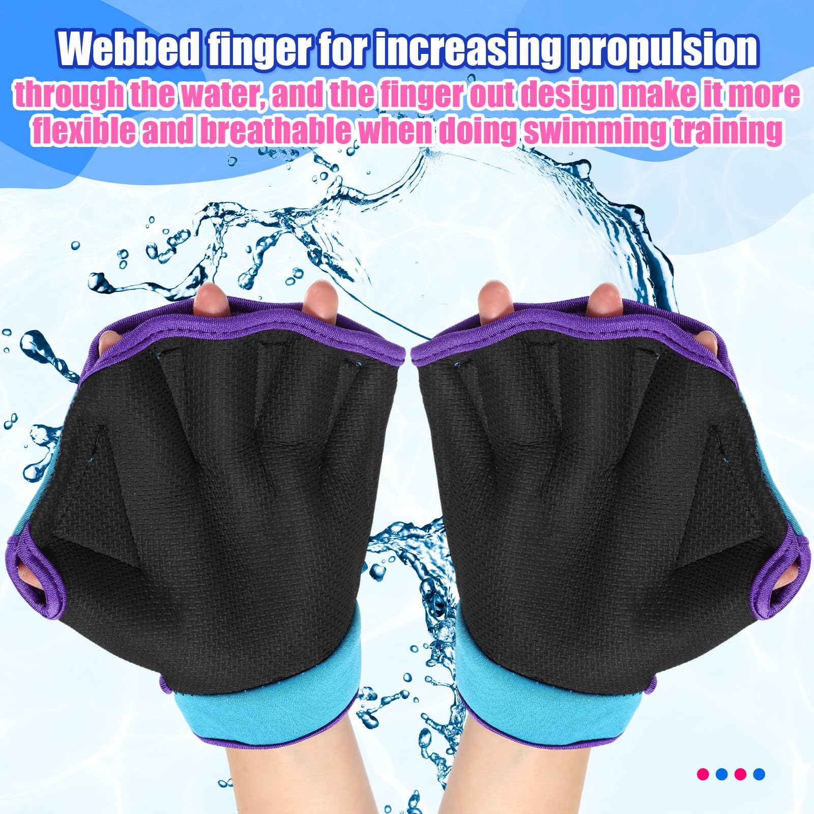 Sumind 2 paia di guanti da nuoto per allenamento acquatico, guanti in neoprene, guanti palmati per fitness, resistenza all'acqua, guanti da allenamento per uomini e donne, nuoto, immersioni, con