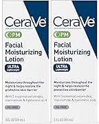 CeraVe Facial Moisturizing Lotion PM | 3 Ounce (Pack of 2) | Ultra Lightweight, Night Face Moisturizer | Fragrance Free