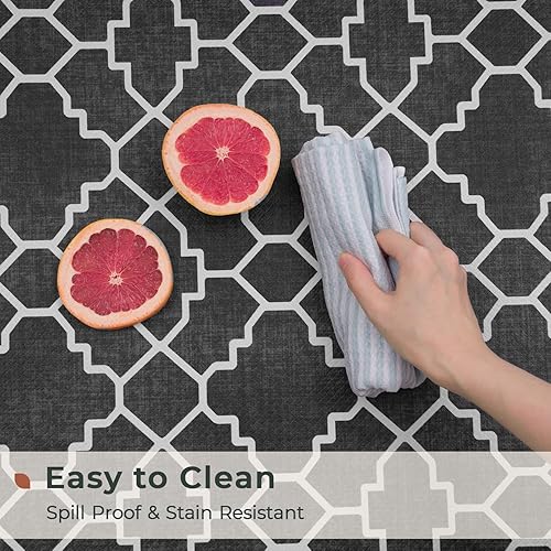 Miniatura 4 de FRESHMINT Juego de 2 tapetes de cocina acolchados antifatiga para piso, impermeables, antideslizantes, cómodos, para decoración de cocina,