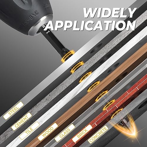 Miniatura 5 de Juego de 5 brocas mejoradas de 4 filos, con punta de acero de tungsteno (468100.472 in), juego de brocas de mampostería de vástago hexagonal 14 para