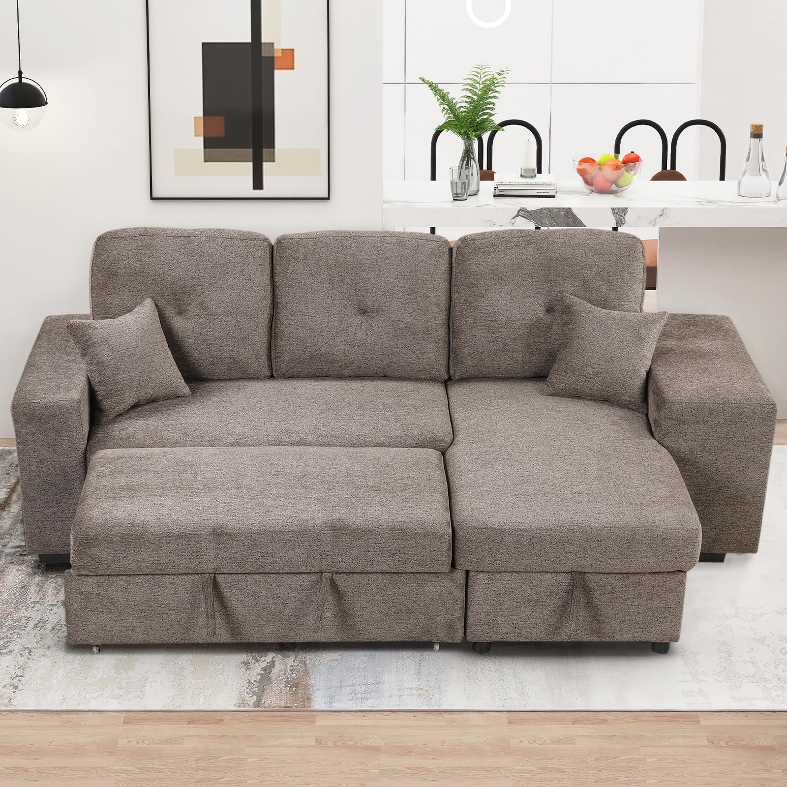 Naomi Home Lily Sectional Sleeper Sofa with USB PortsLShaped Couch Convertible
