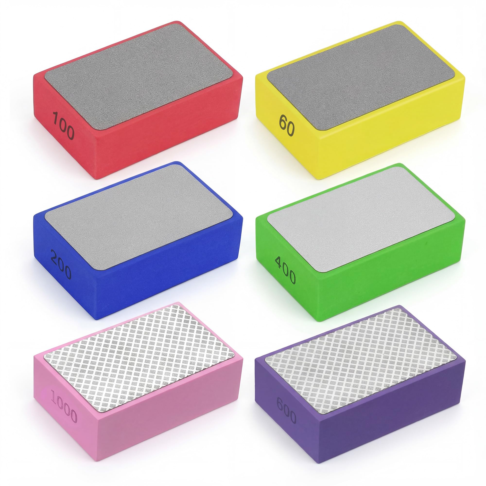 Diamant Handpolierpads Set 6 Stück - 60# bis 1000# | Fliesen Schleifblöcke für Präzise Randbearbeitung Geeignet für Handwerker DIY