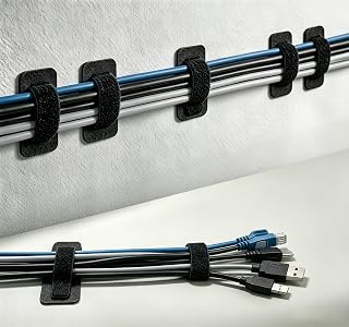 Cable Management for Under Desk, Detachable Wire Organizer with Adhesive Hook and Loop Ties, Computer Cord Management Kit for Home Office & Standing Desk