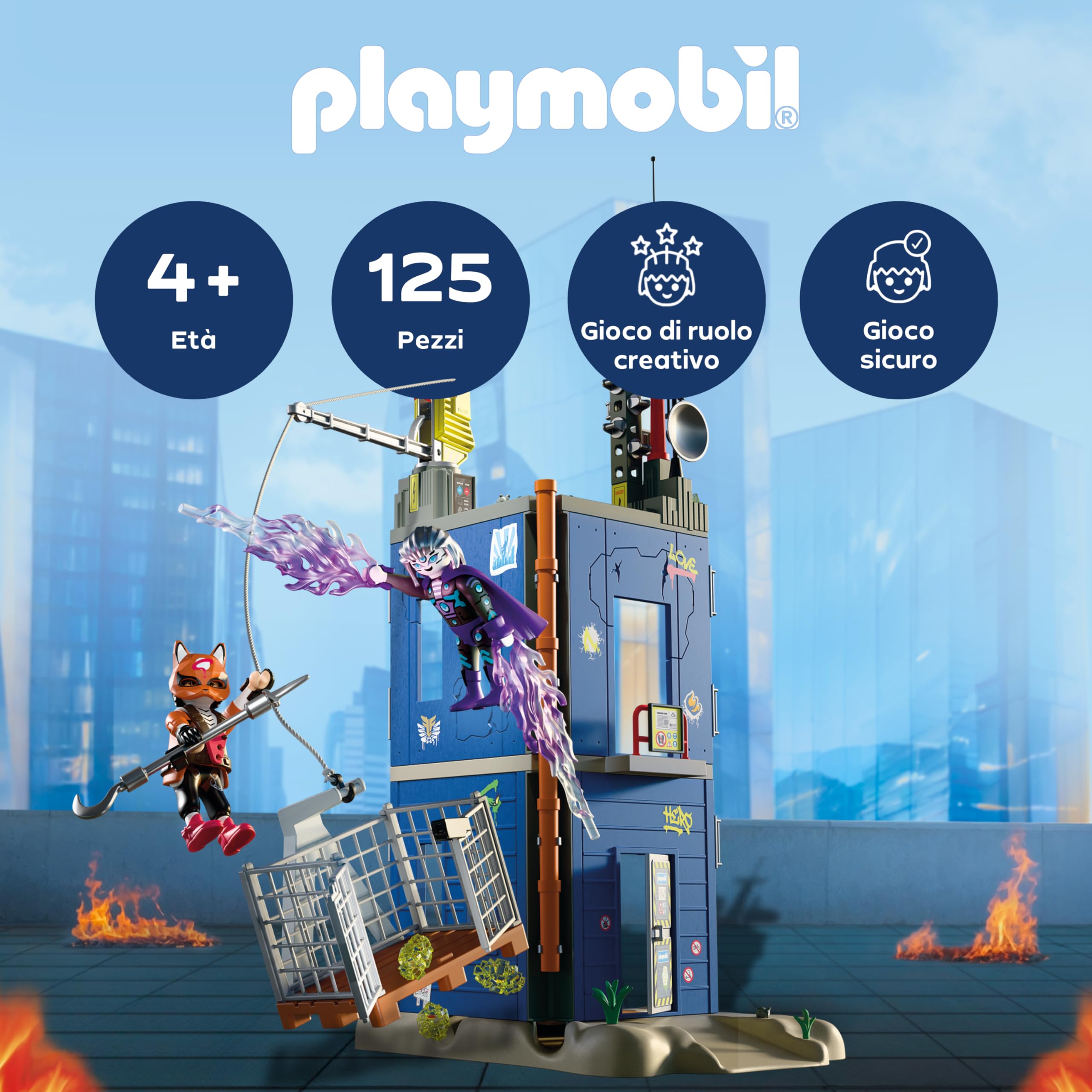 PLAYMOBIL | Heroes | Duello alla Torre degli Eroi | Set da gioco ricco di azione per duelli emozionanti | Con figure e accessori ricchi di dettagli bambini dai 4 anni in su, 72022