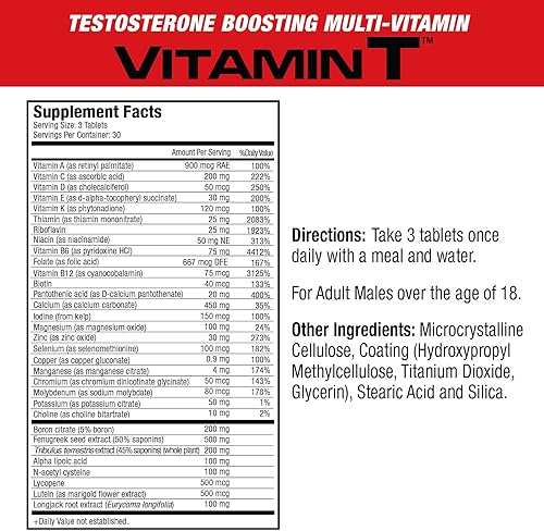 Miniatura 2 de MuscleMeds Multivitamínico completo diario de vitamina T para hombres mejora la testosterona muscular, el rendimiento sexual, 20 vitaminas