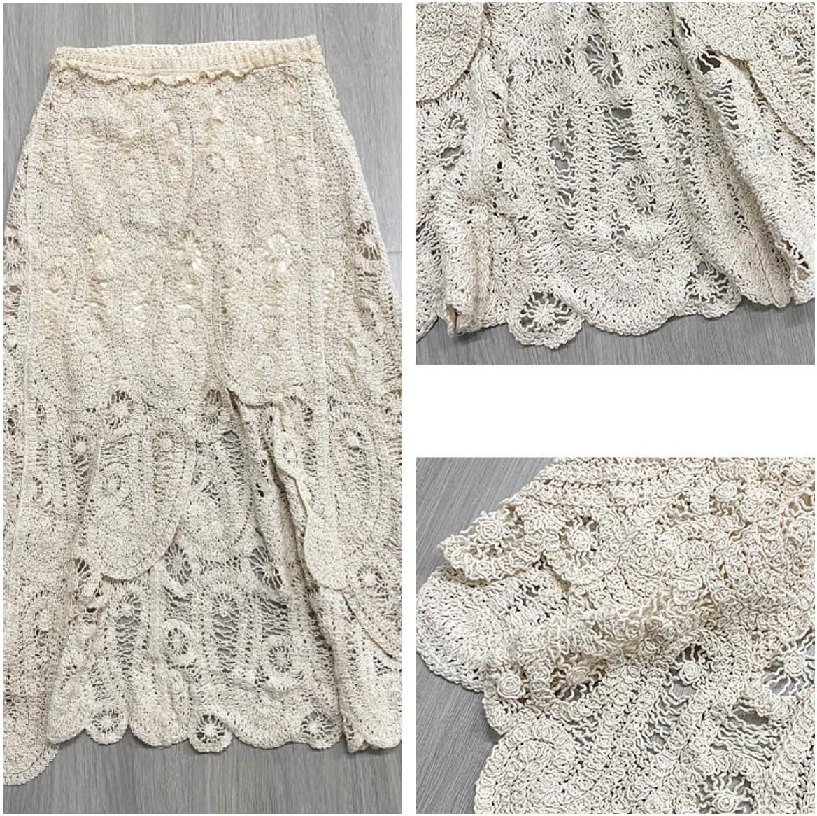 Women Crochet Sets Two Piece Sleeveless Hollow Out Lace Crop Top and Maxi Skirt Summer Vacation Boho Outfits