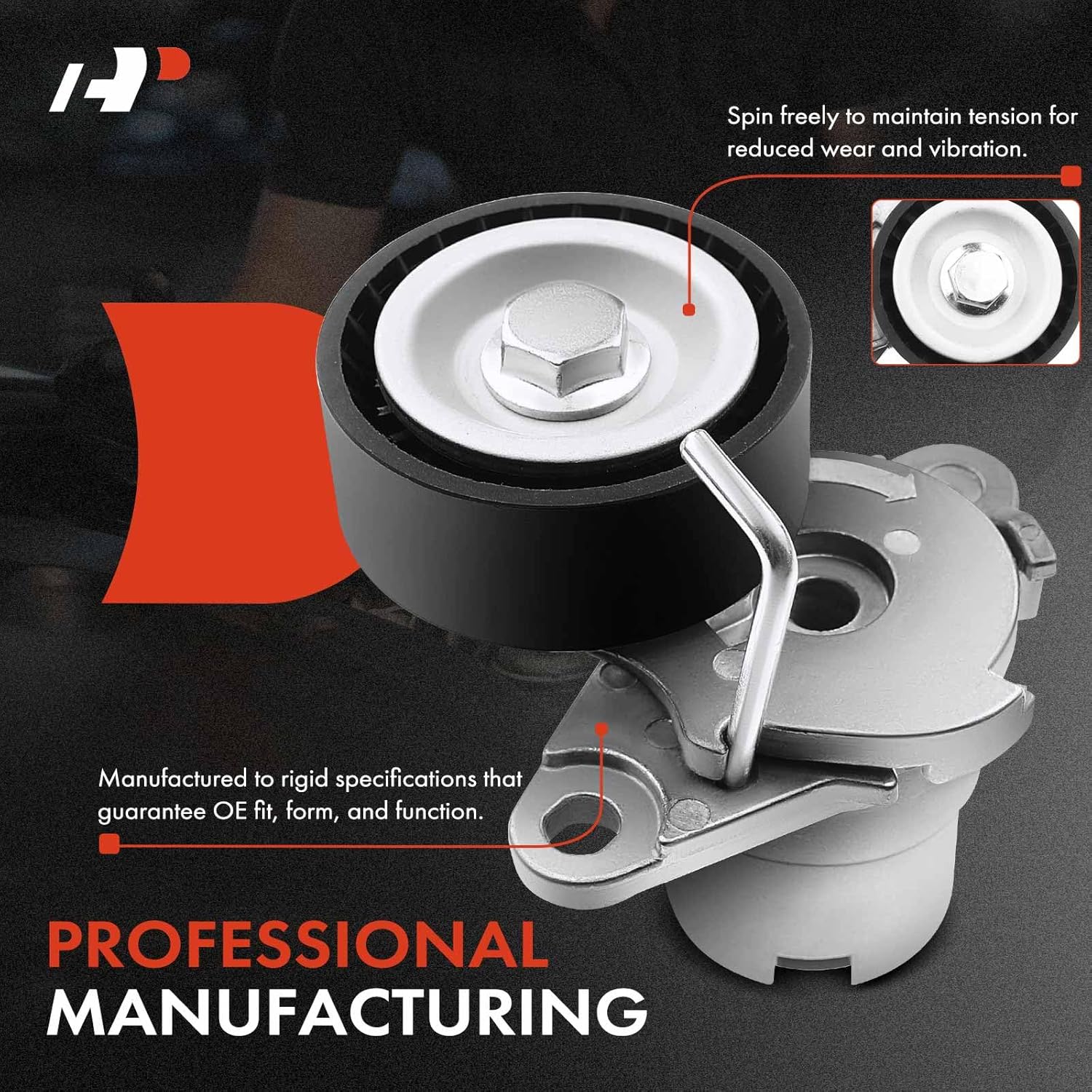 A-Premium Belt Tensioner Assembly with Pulley Compatible with Audi A3 A4 A5 Q3 Q5 Q7 S3 TT & Volkswagen Arteon Atlas Golf GTI Tiguan Limited, Replace# 06L903133D, T39272