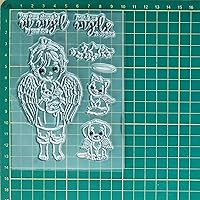 Vista 3 de Juego de sellos y troqueles transparentes de ángel para hacer tarjetas, plantillas de corte para álbumes de recortes, álbum de fotos, papel