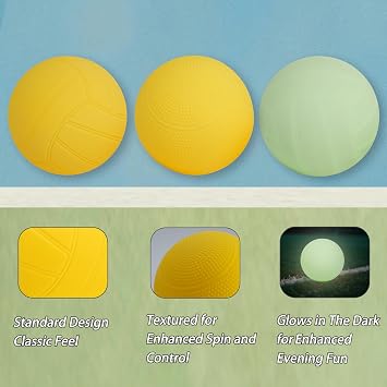 Spike Replacement Balls Set for Roundnet Game 6 Mixed Balls Standard Ball Glow in The Dark and Pro