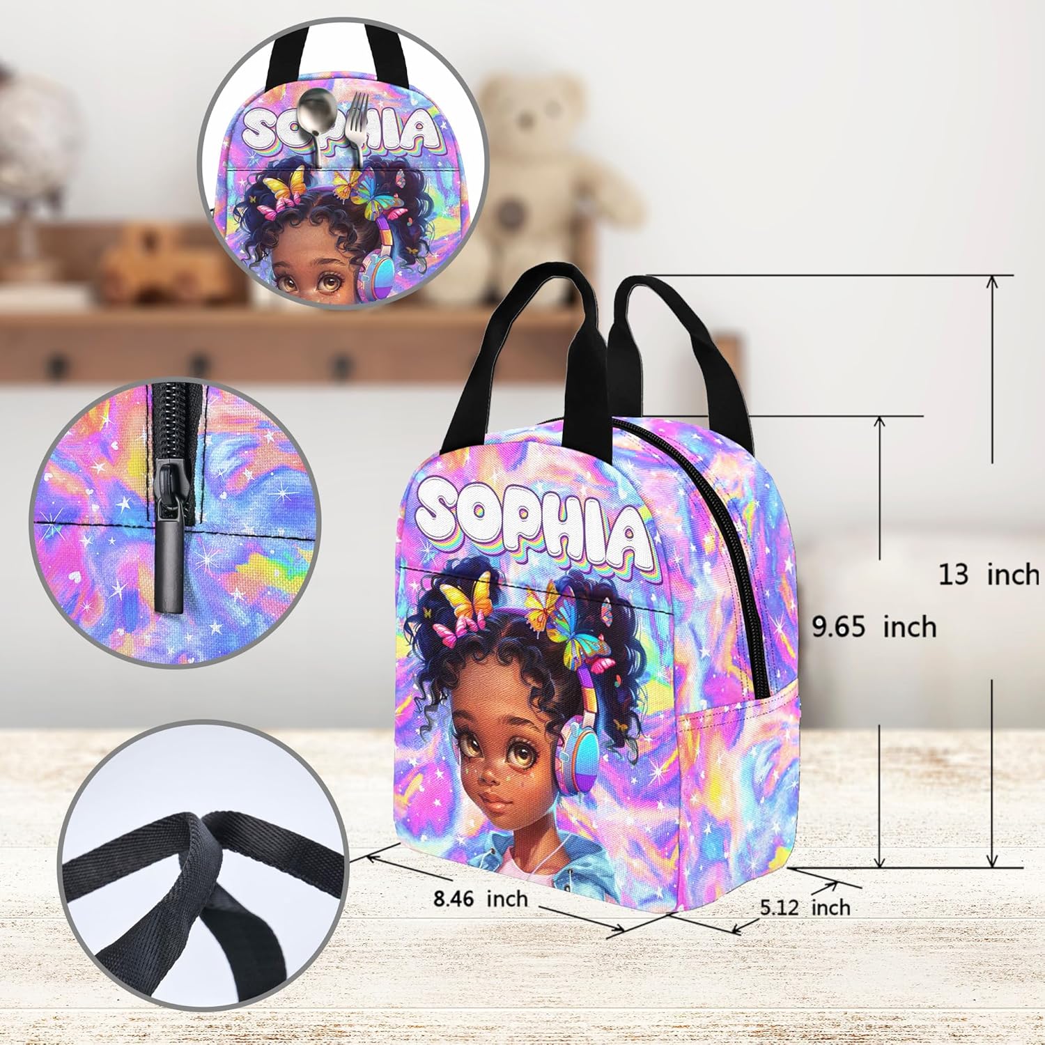 Back to School Personalized Backpacks for Girls Backpack and Lunch Box Set Gifts for Daughter Customized Kids Backpack Casual Unisex School Bags Custom Backpack Shoulders with Name, CASB077