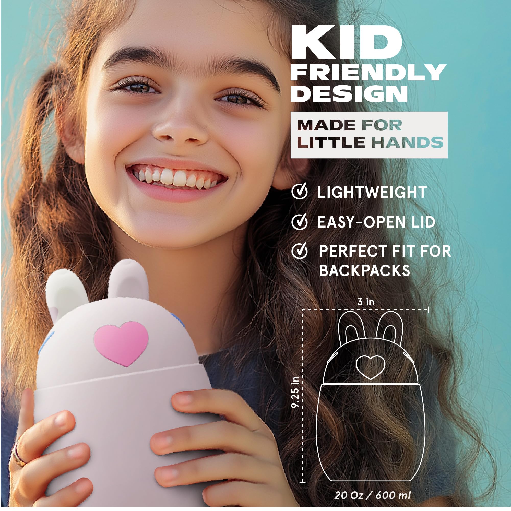 ASOBU Boîte à déjeuner pour enfant en forme de lapin – Anti-fuite, sans BPA, avec poignée douce – Pour l'école et les pique-niques