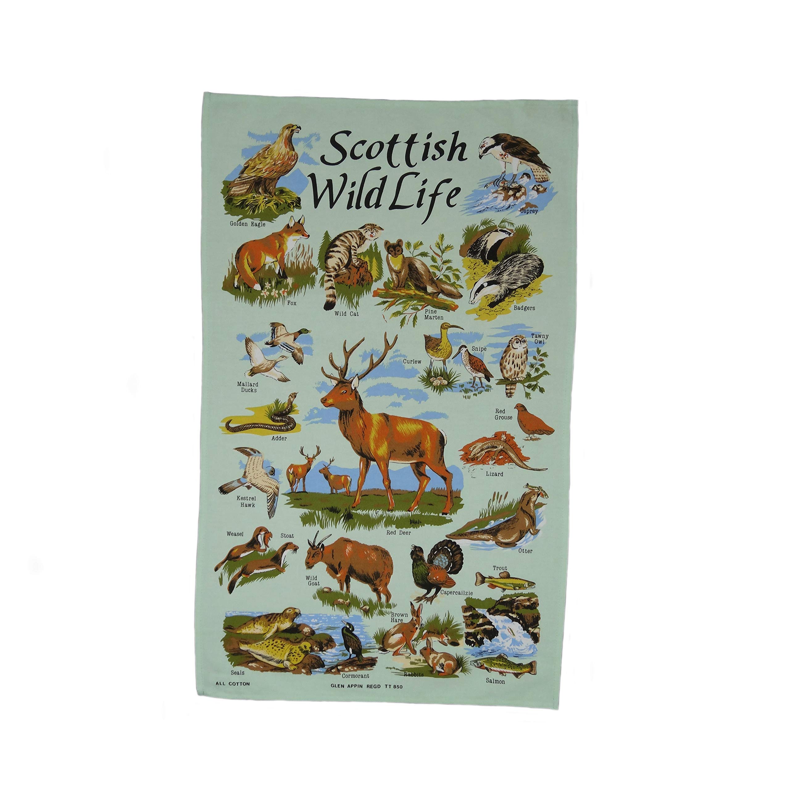 Highland Tweed 100% Cotton Scottish Wildlife Tea Towel Tt0850